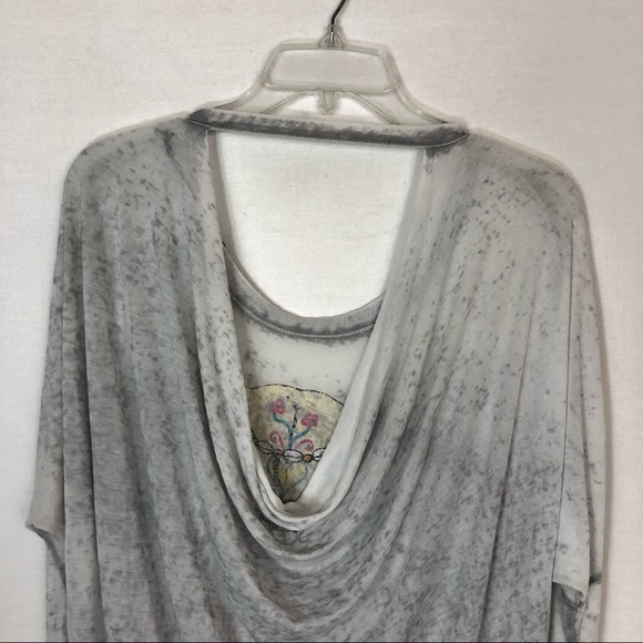 CHASER New Cow Skull Jeweled Burnout Top S - Picture 5 of 11
